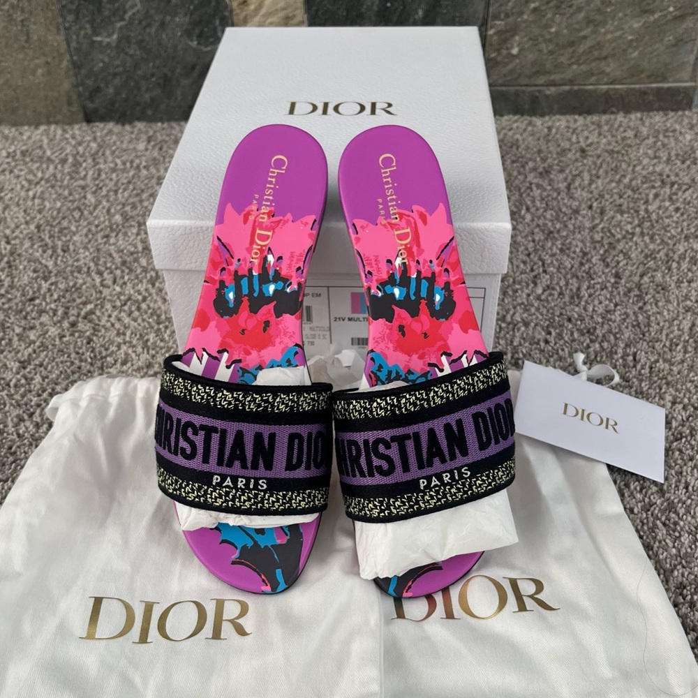 Christian Dior Multicolor Slides Sandals - woman’s size 39